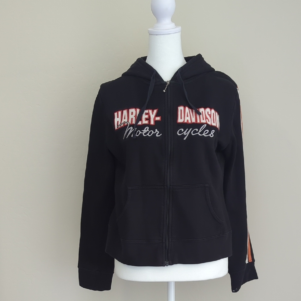 Harley-Davidson Black Zip-Up Hooded Jacket, L